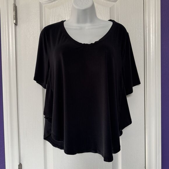 Lululemon Up for Down Time Short Sleeve Black Top Shirt Modal Silk Size Medium - Picture 1 of 7